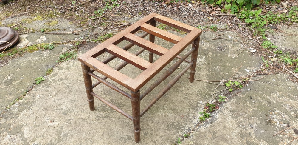 Edwardian mahogany slatted luggage stand. View II
