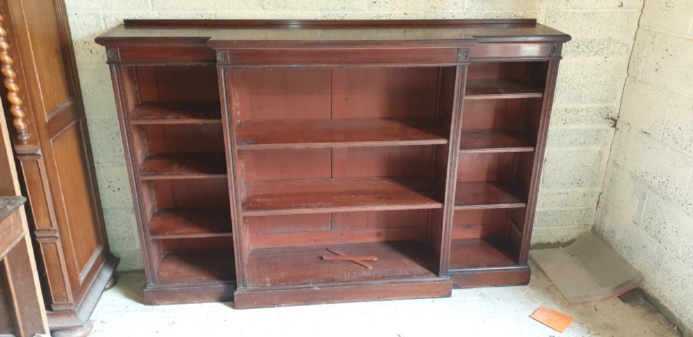 Late Victorian mahogany open front bookcase. 