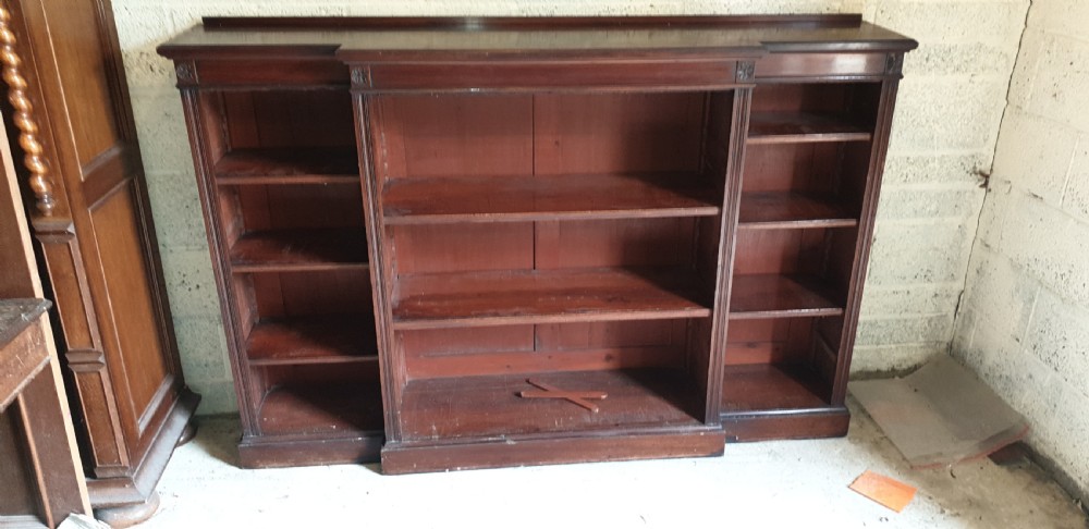 Late Victorian mahogany open front bookcase.  View II