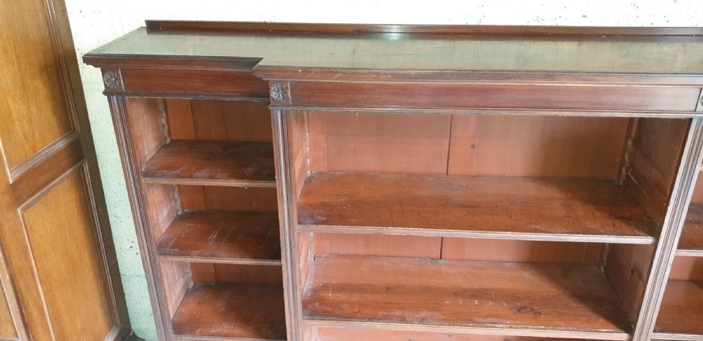 Late Victorian mahogany open front bookcase.  View III