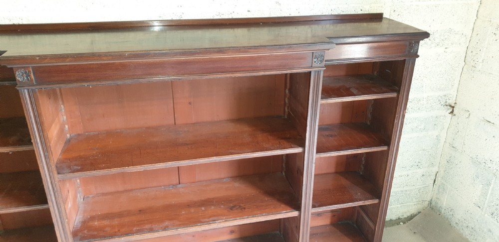 Late Victorian mahogany open front bookcase.  View IV