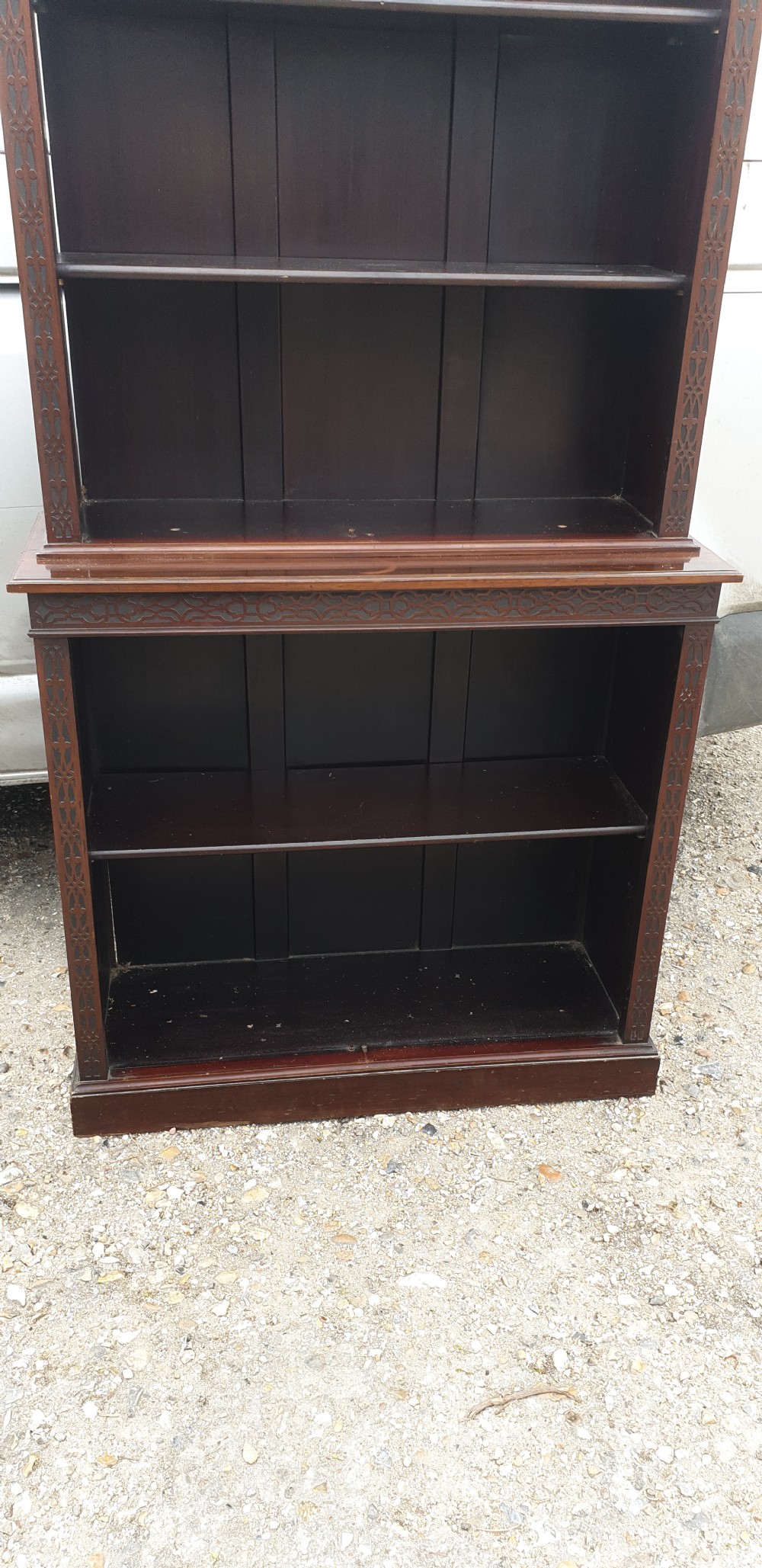 Edwardian mahogany open front bookcase.  View II