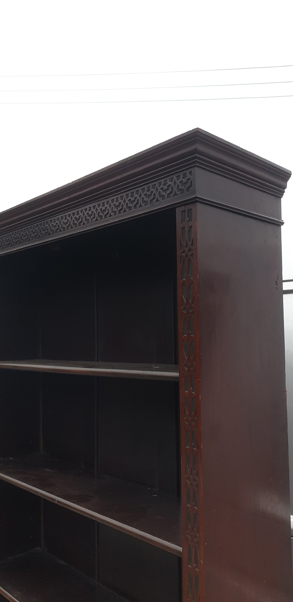 Edwardian mahogany open front bookcase.  View IV