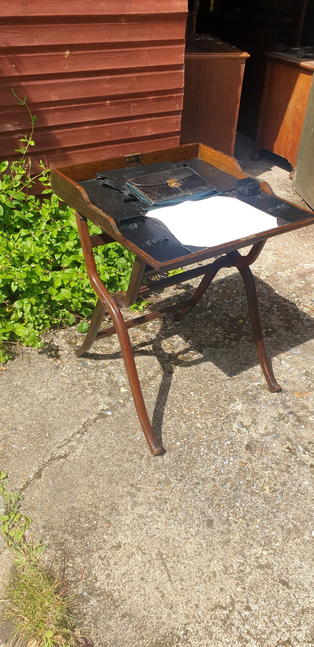 Late Victorian folding travelling writing table. 