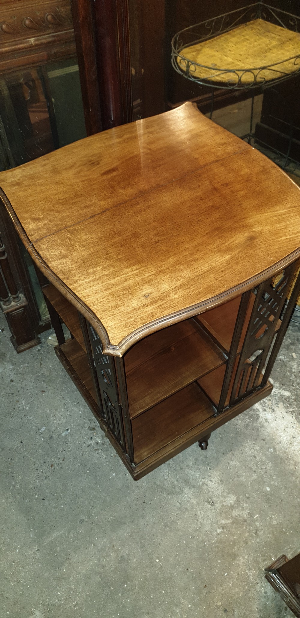 Edwardian mahogany revolving bookcase.  View III