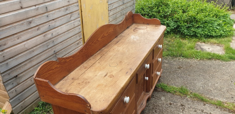 Victorian pine and sycamore topped kitchen dresser.  View II