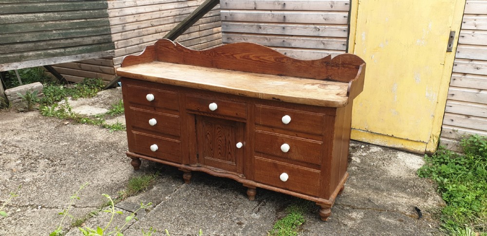 Victorian pine and sycamore topped kitchen dresser.  View III