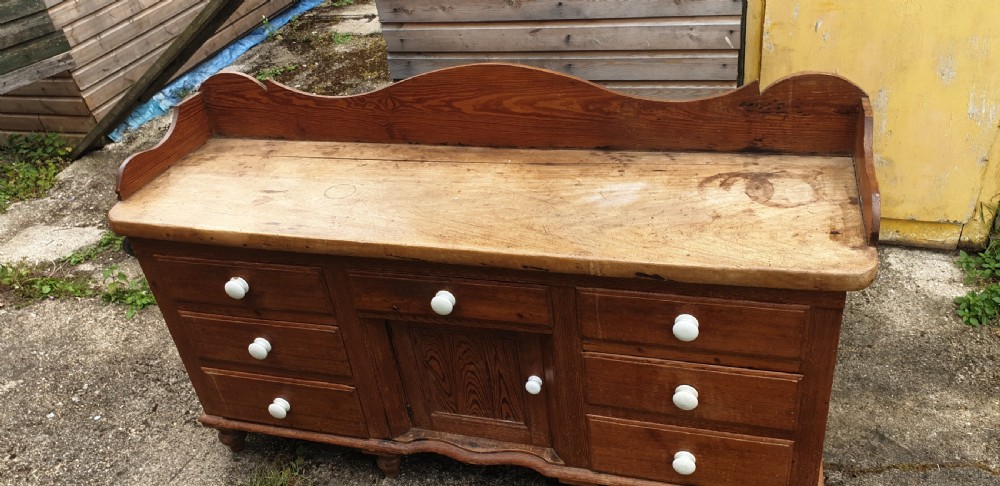 Victorian pine and sycamore topped kitchen dresser.  View V