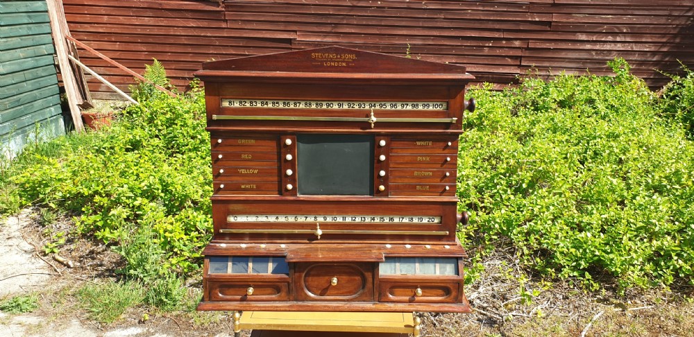 Good late Victorian snooker score board. View VIII