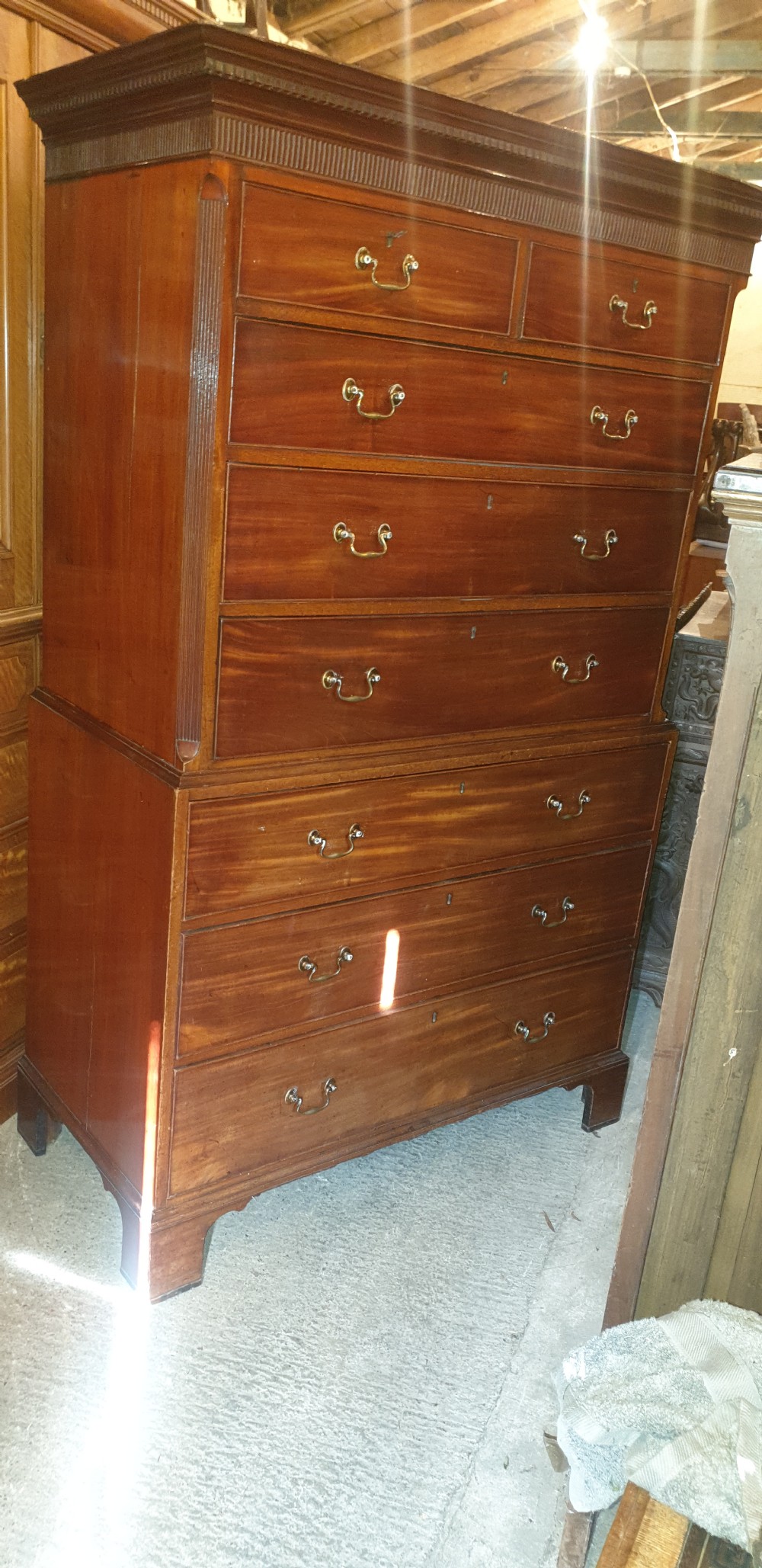 Late Georgian mahogany tallboy chest. View II