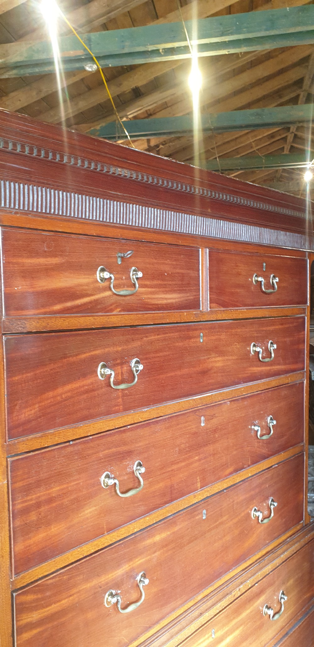 Late Georgian mahogany tallboy chest. View IV
