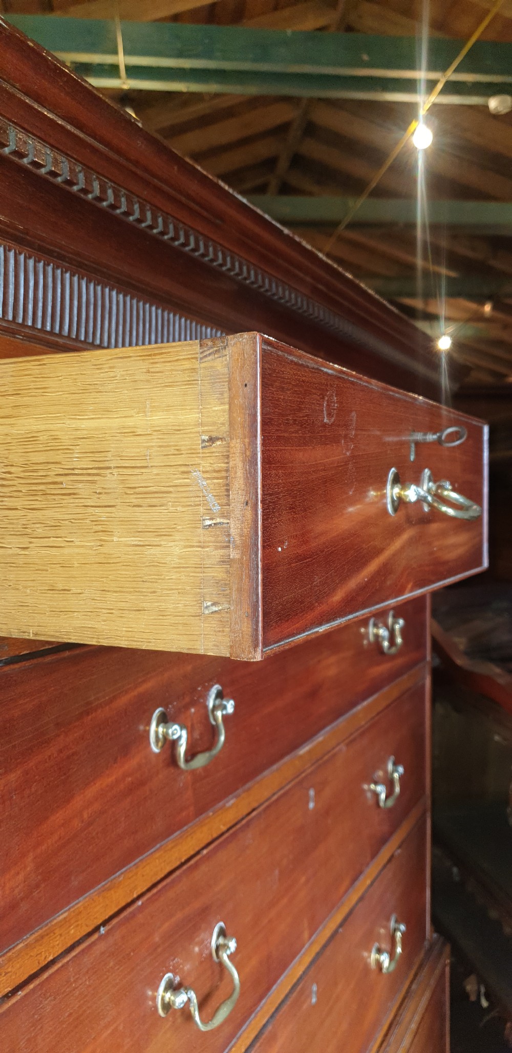 Late Georgian mahogany tallboy chest. View V