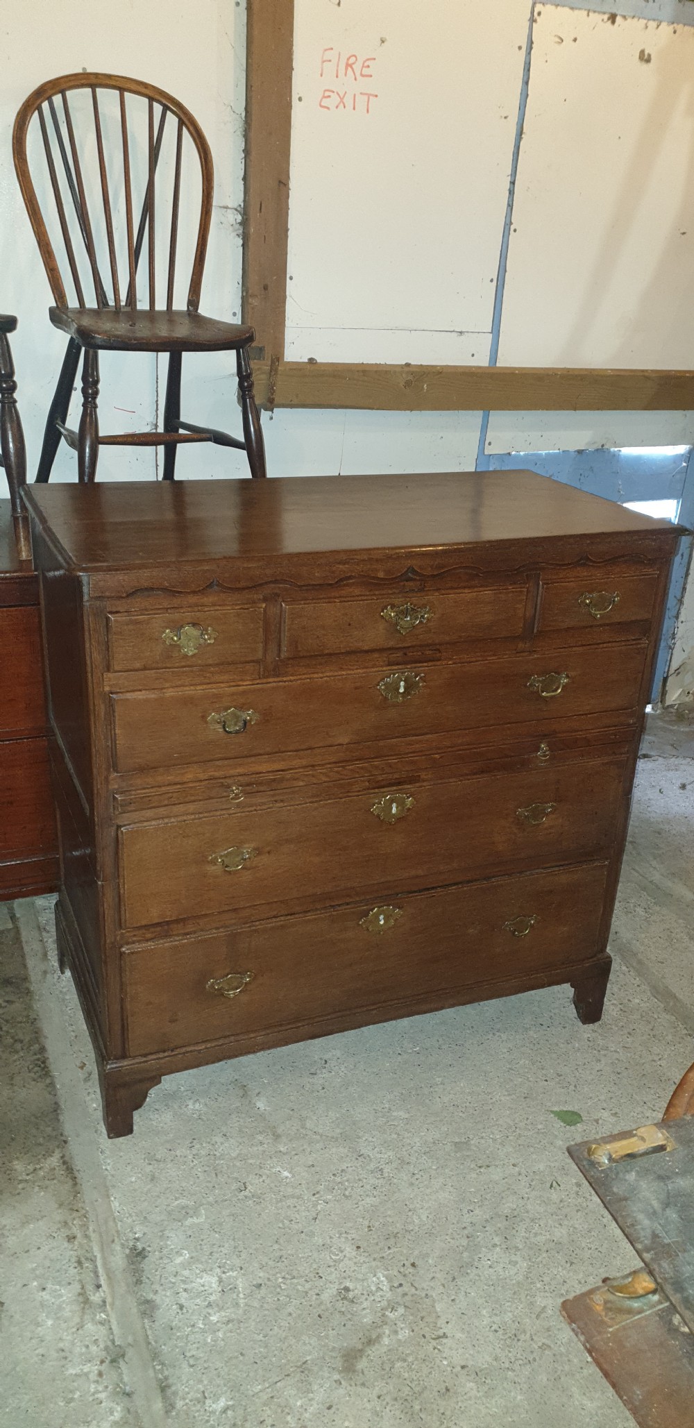 18th century Georgian oak chest with brushing slide View II