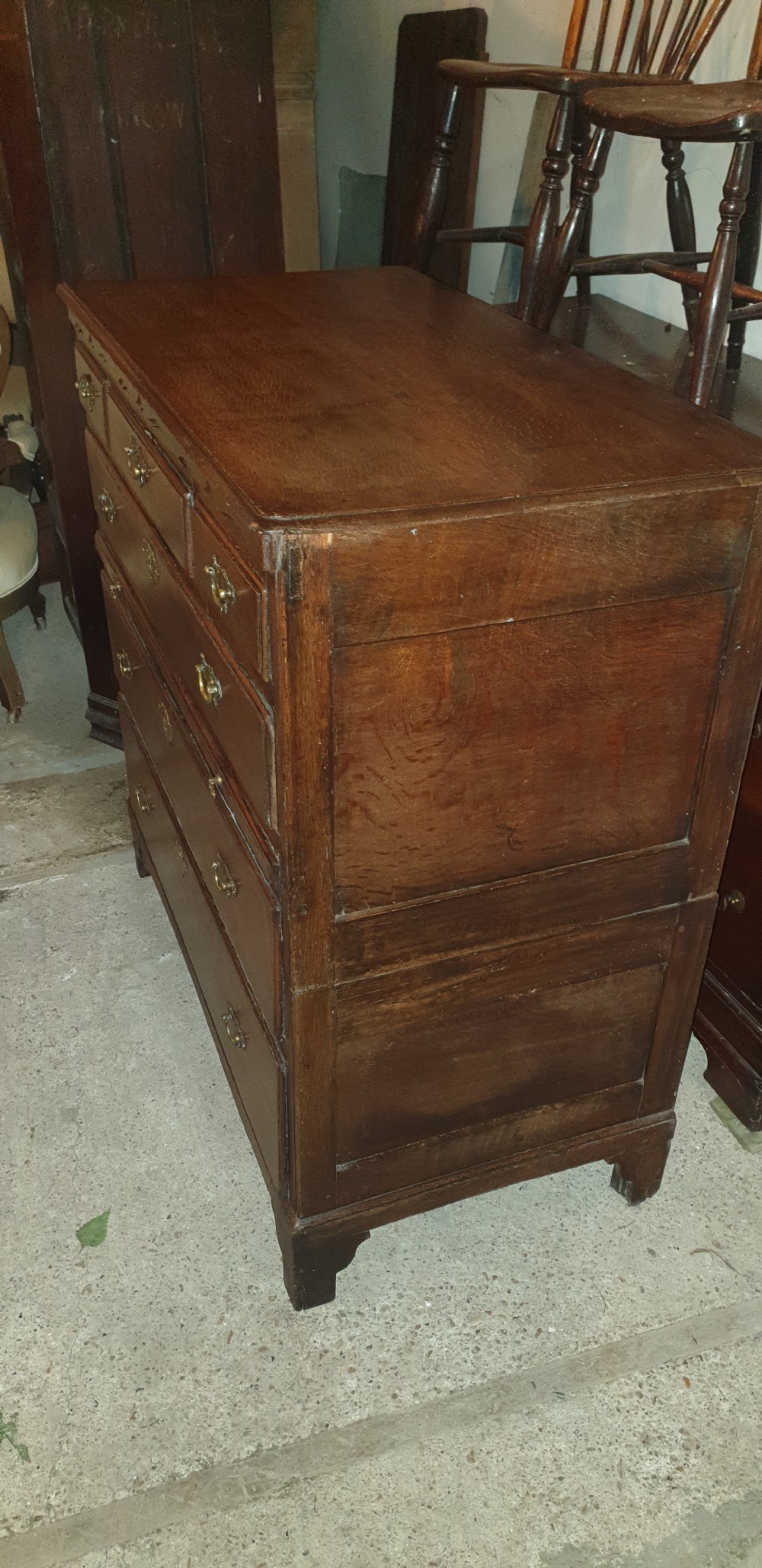 18th century Georgian oak chest with brushing slide View III