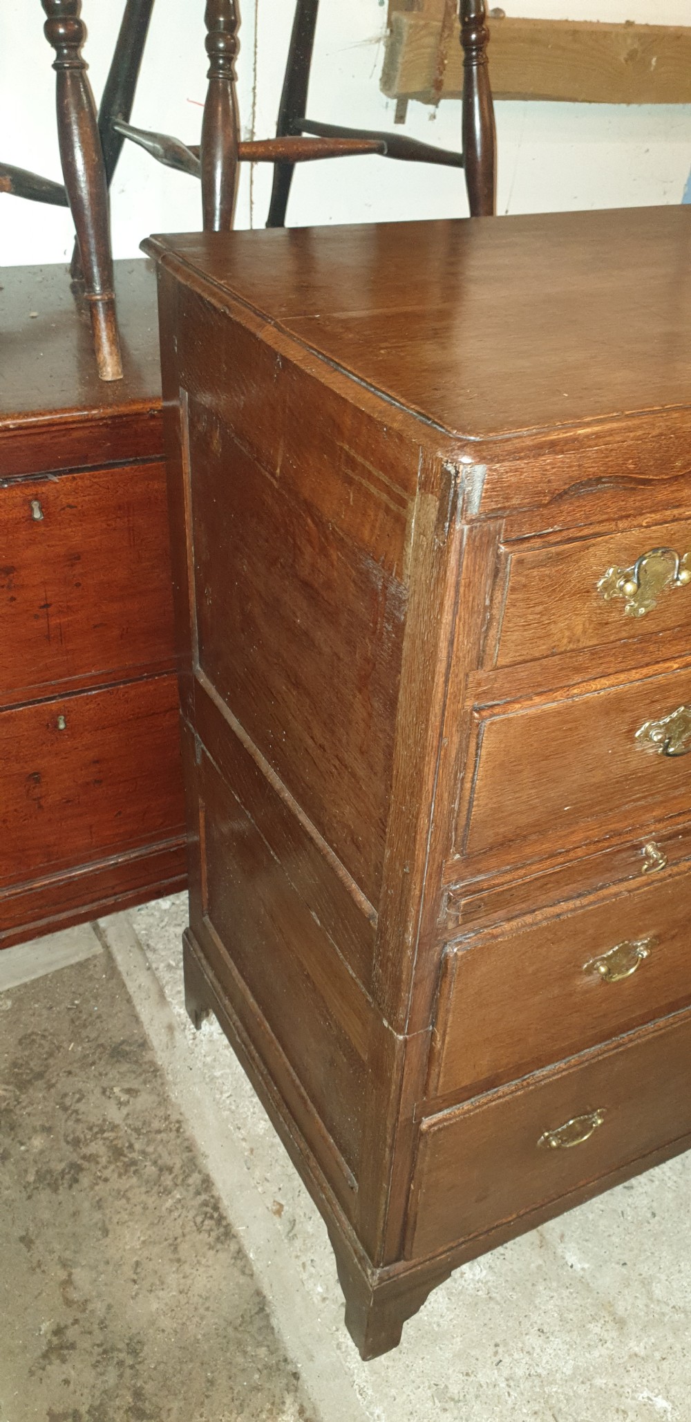 18th century Georgian oak chest with brushing slide View IV