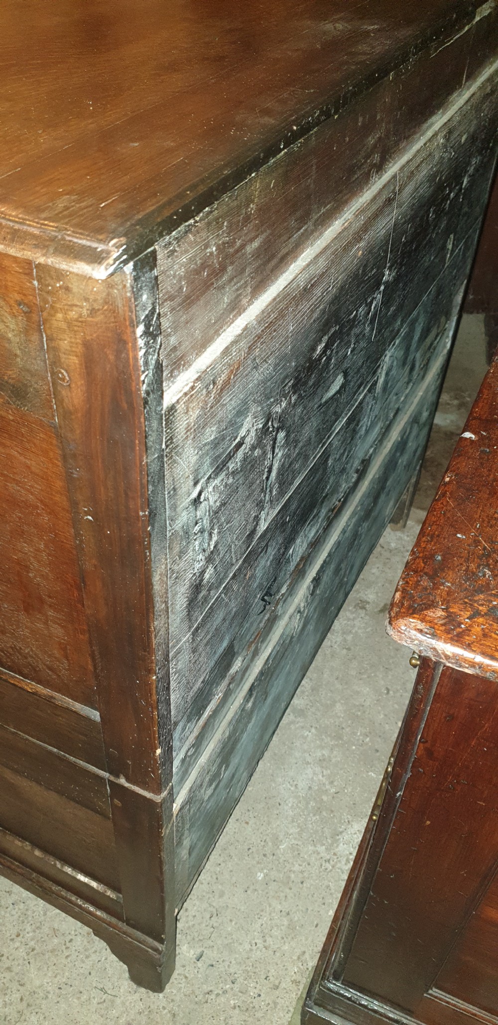 18th century Georgian oak chest with brushing slide View V