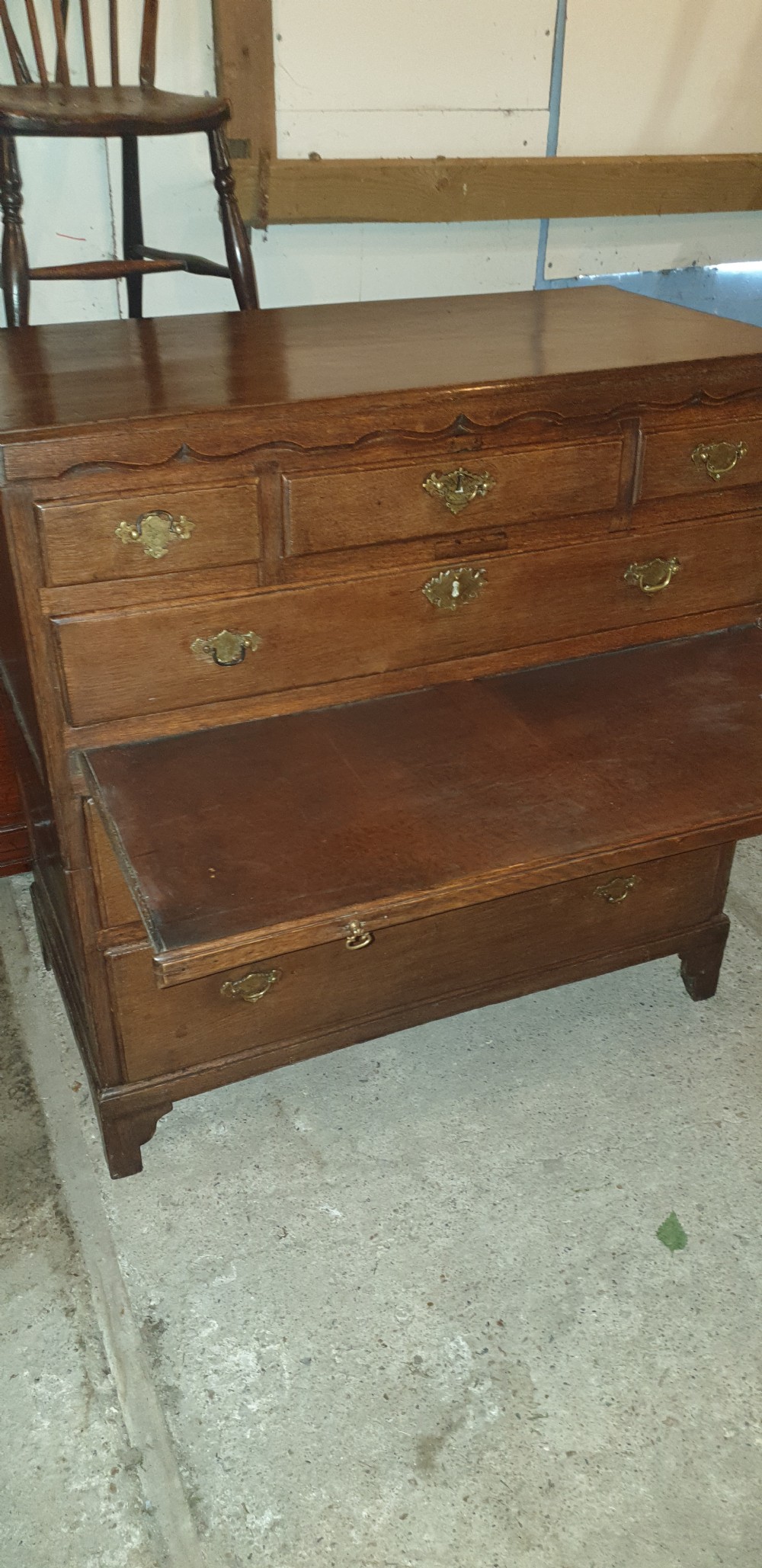 18th century Georgian oak chest with brushing slide View VI