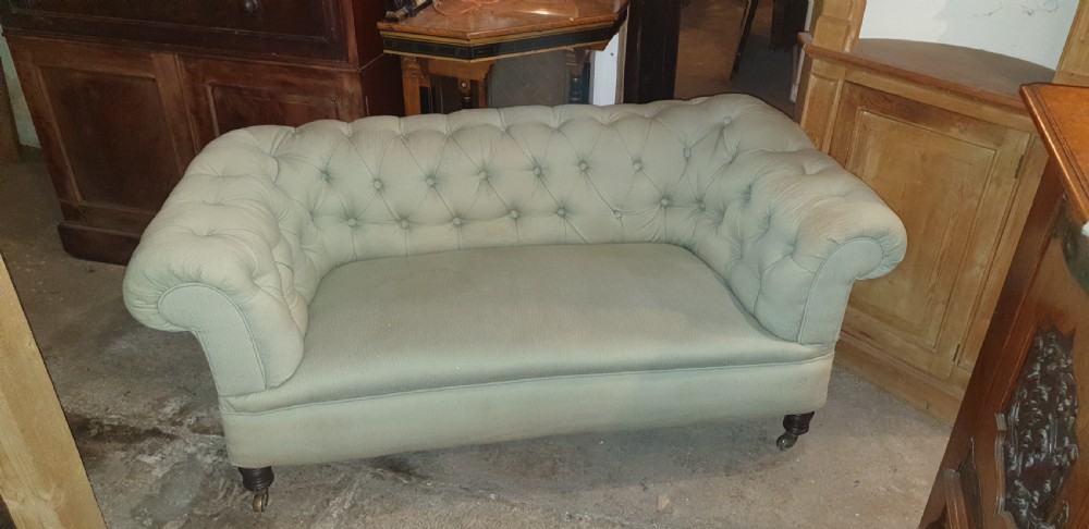 Small Victorian 2 seater Chesterfield sofa.  View III