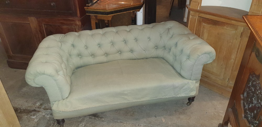 Small Victorian 2 seater Chesterfield sofa.  View V