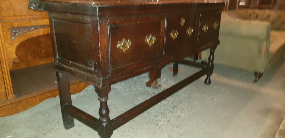 Late Georgian oak 3 drawer dresser base.  View III