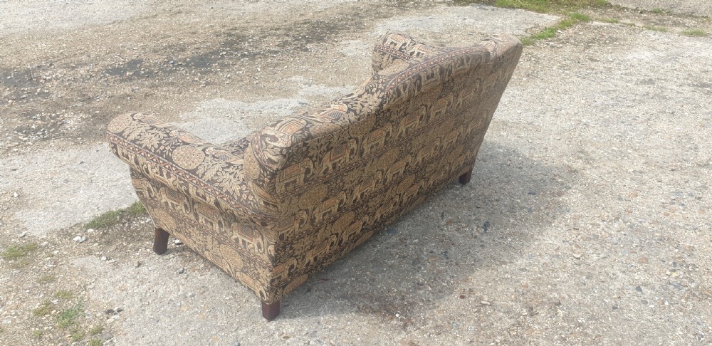 Edwardian Inlaid upholstered 2 seater cottage sofa. View VI
