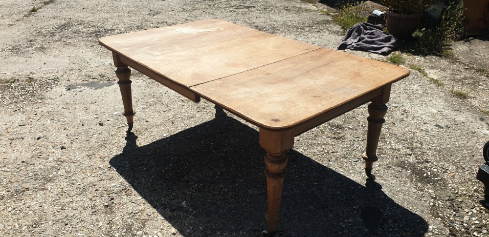 Practical late Victorian ash 8 seater extending kitchen table  View III