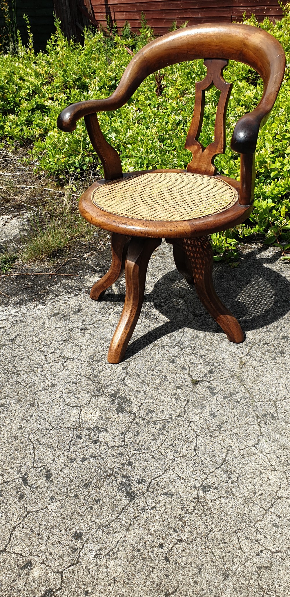 Victorian revolving cane seat desk armchair.  View IV