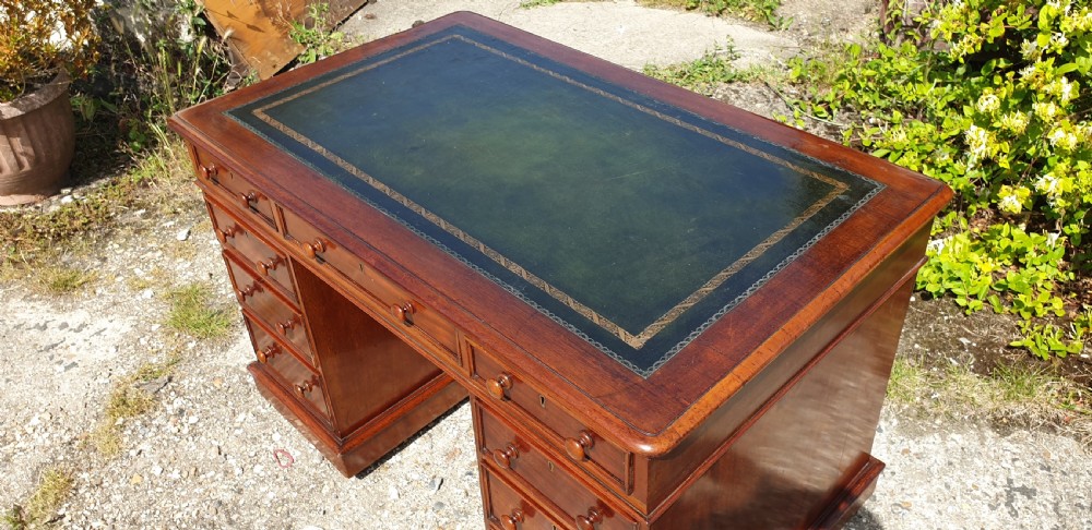 Victorian mahogany pedestal desk  View II