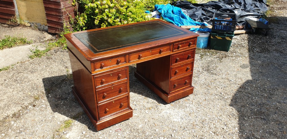 Victorian mahogany pedestal desk  View VI