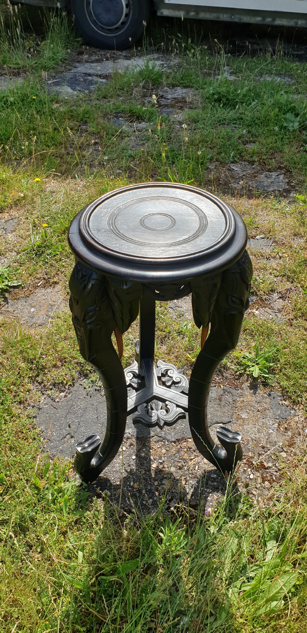 Late Victorian carved wood Elephant table.  View III