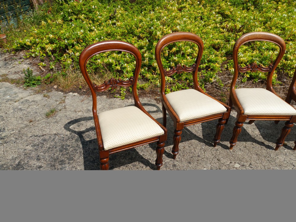 Set of 4 Victorian mahogany balloon back dining chairs. View II