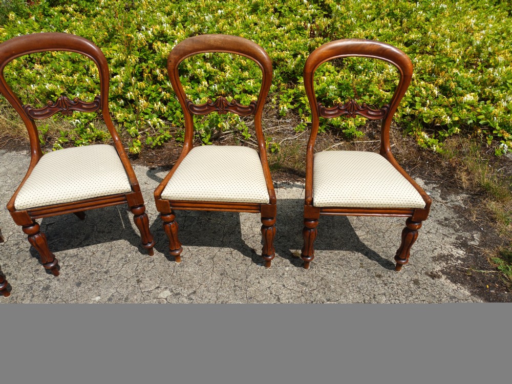 Set of 4 Victorian mahogany balloon back dining chairs. View III