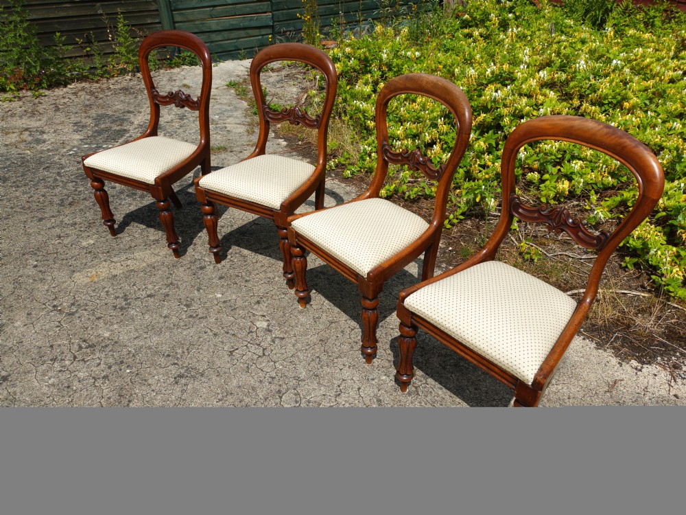 Set of 4 Victorian mahogany balloon back dining chairs. View IV