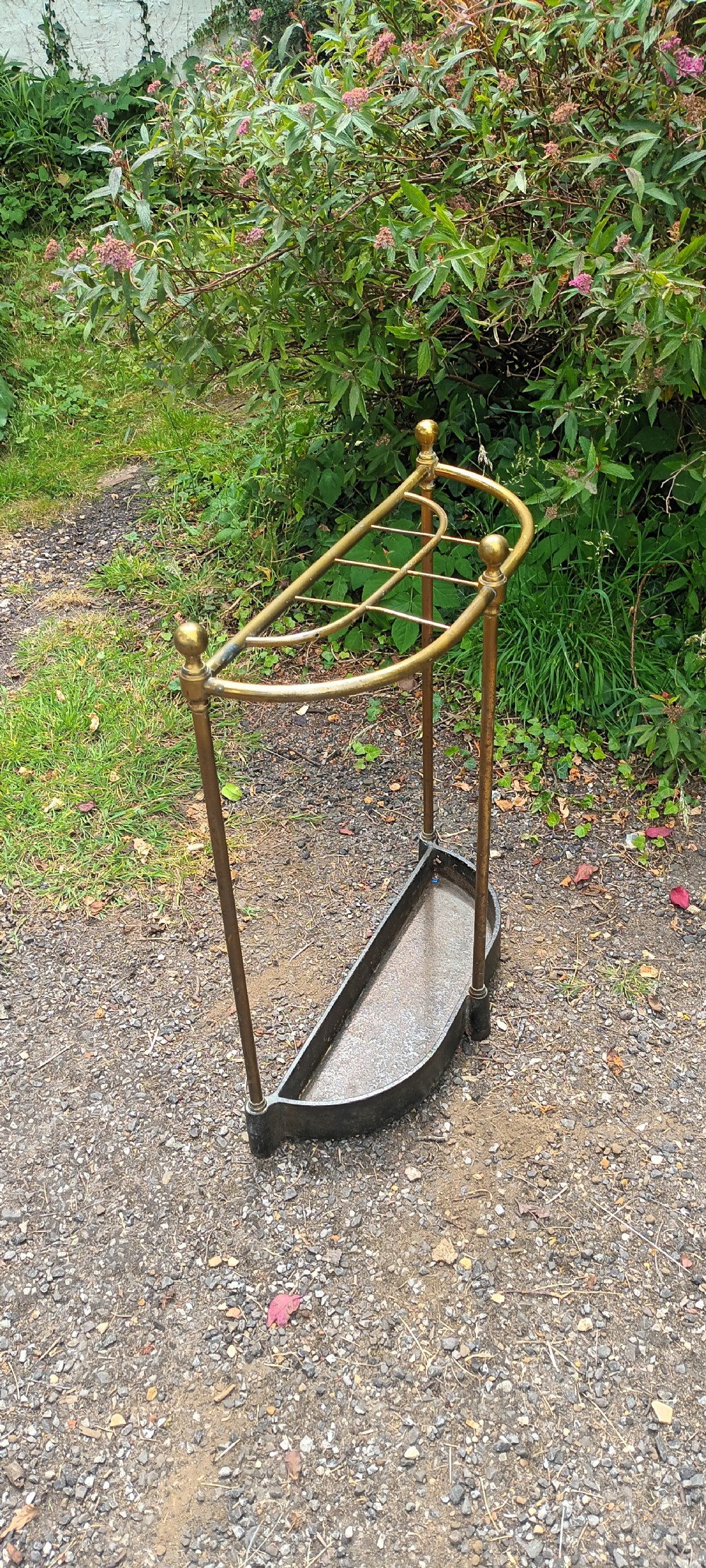 Victorian brass and iron stick and umbrella stand. View V