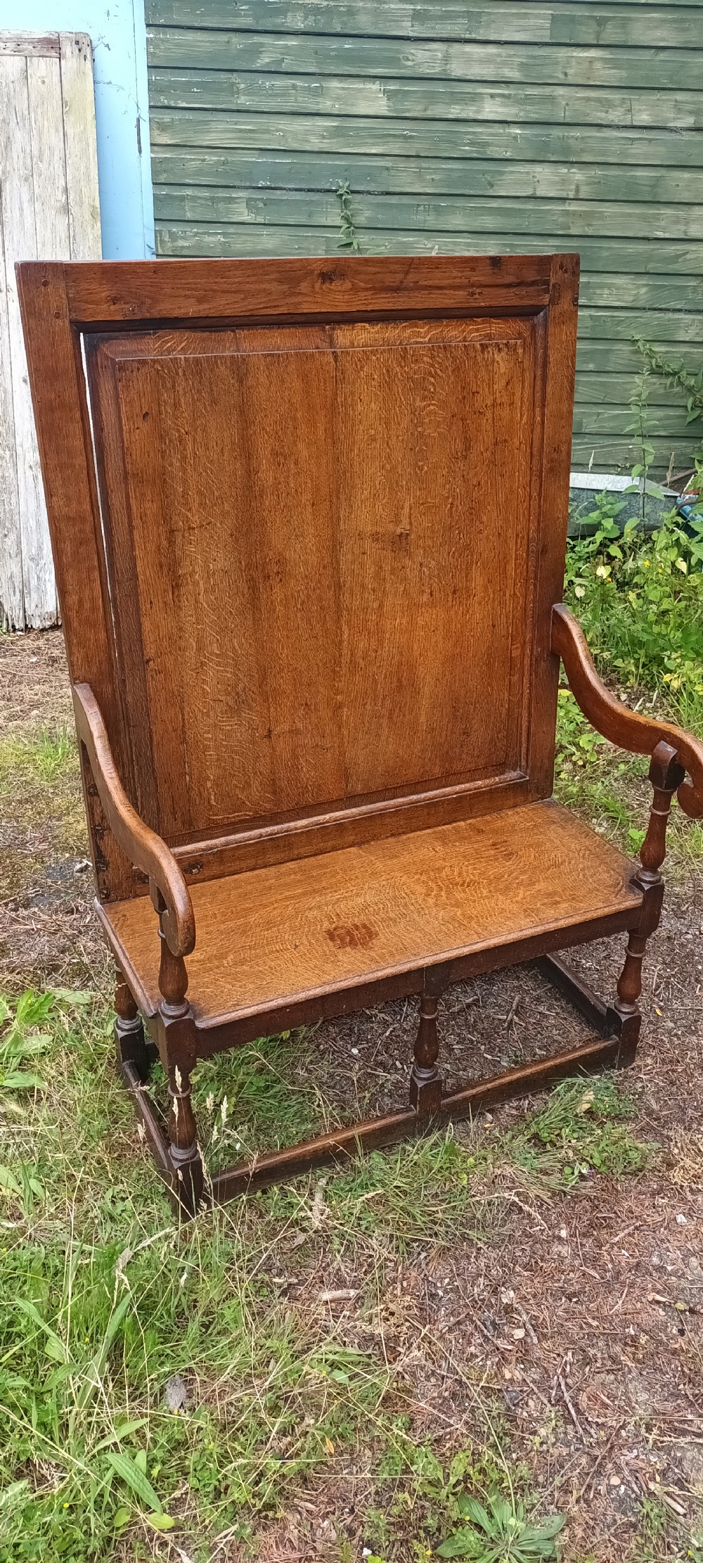 Small panelled oak hall seat View II