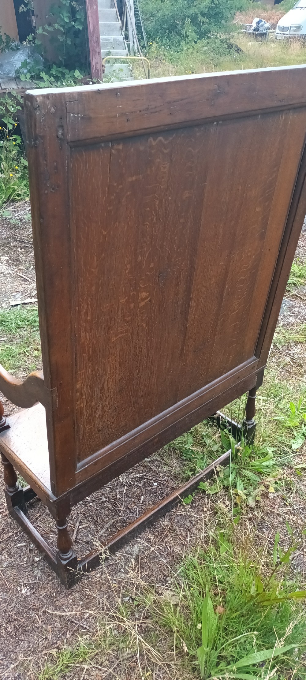 Small panelled oak hall seat View III
