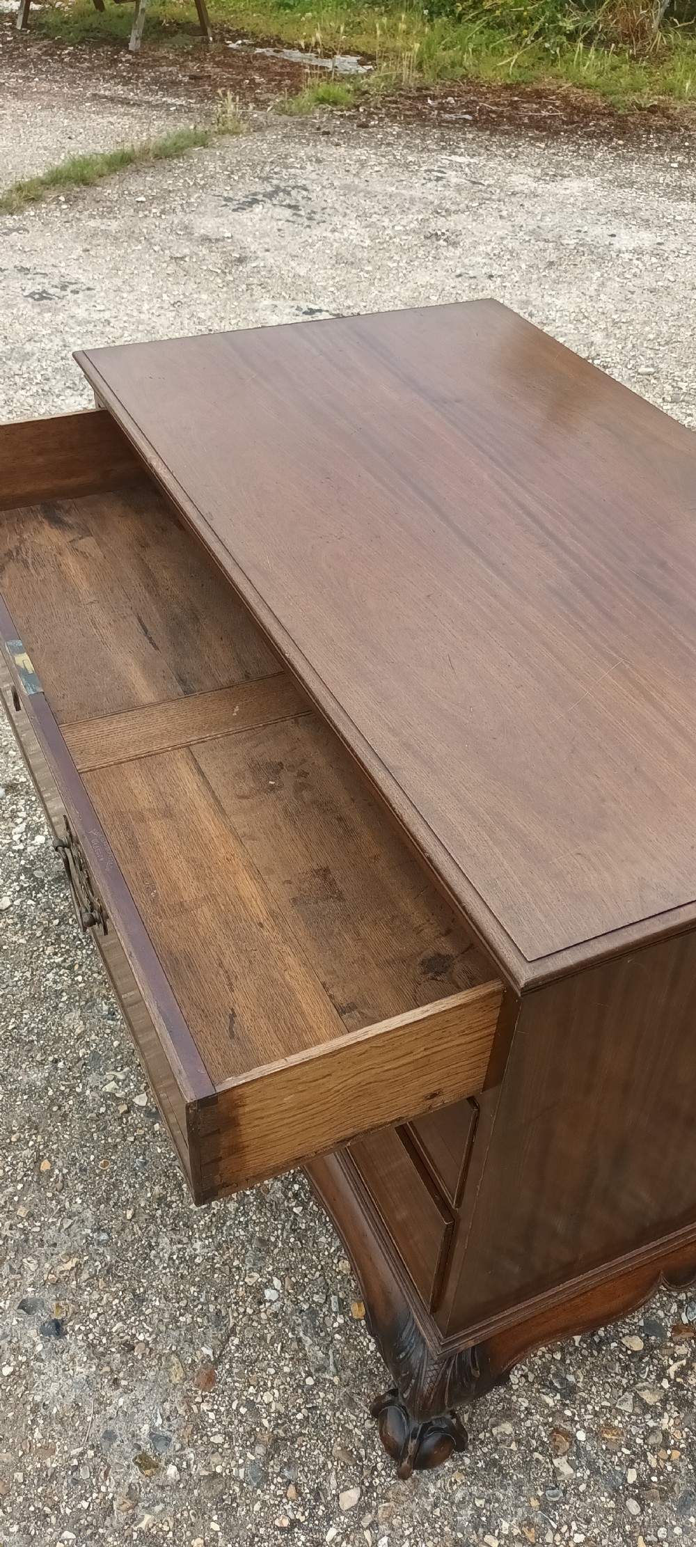 Scottish chest of 3 L drawers with makers stamp. View V