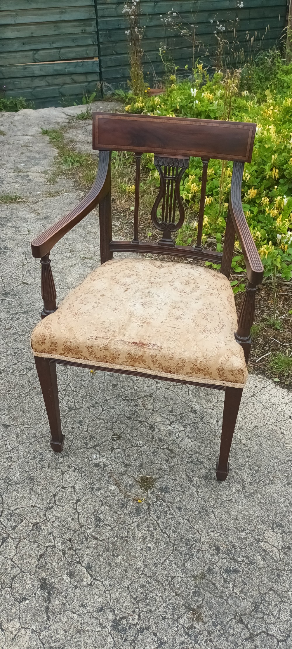 19th century inlaid mahogany desk armchair. 
