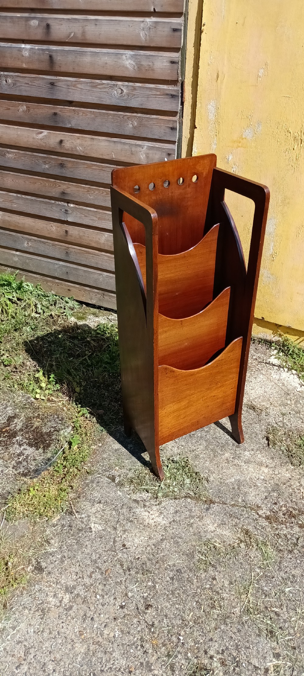 Mahogany newspaper rack magazine stand.
