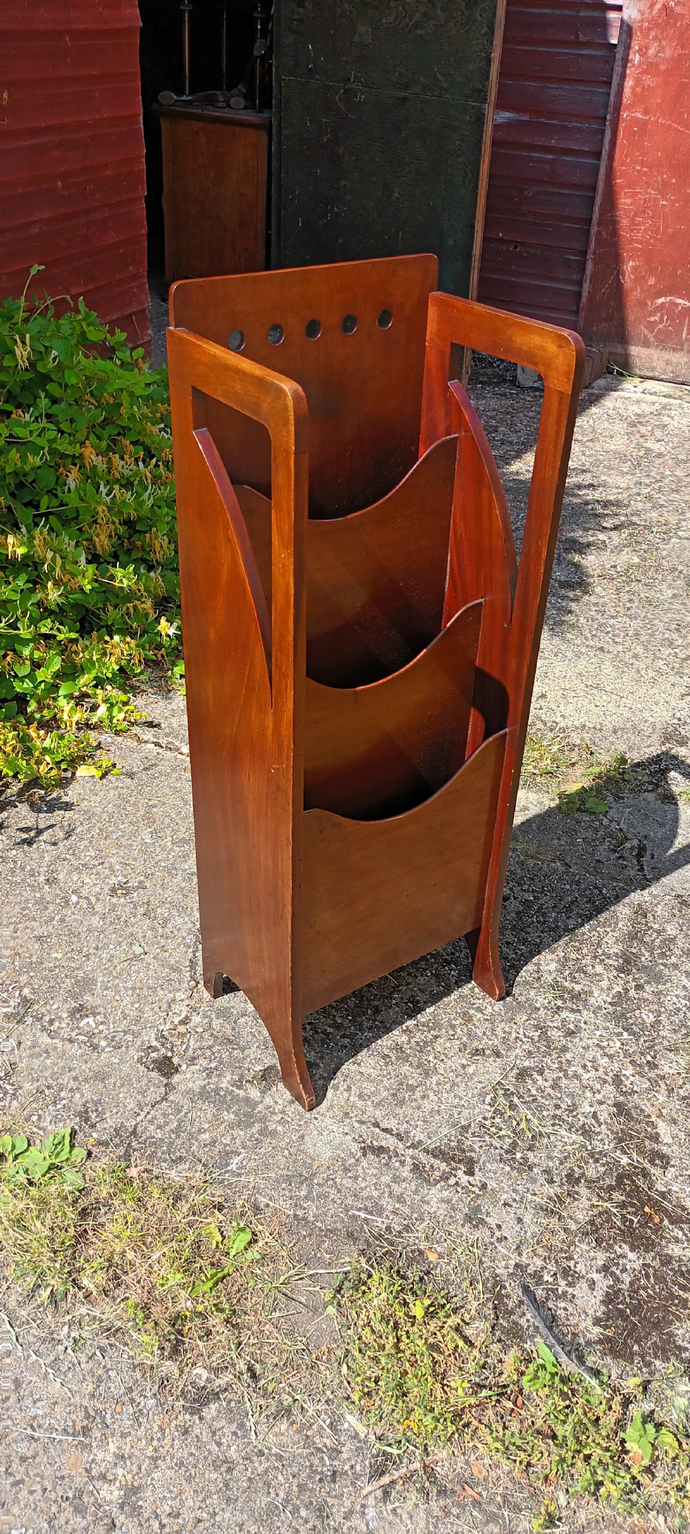 Mahogany newspaper rack magazine stand. View III