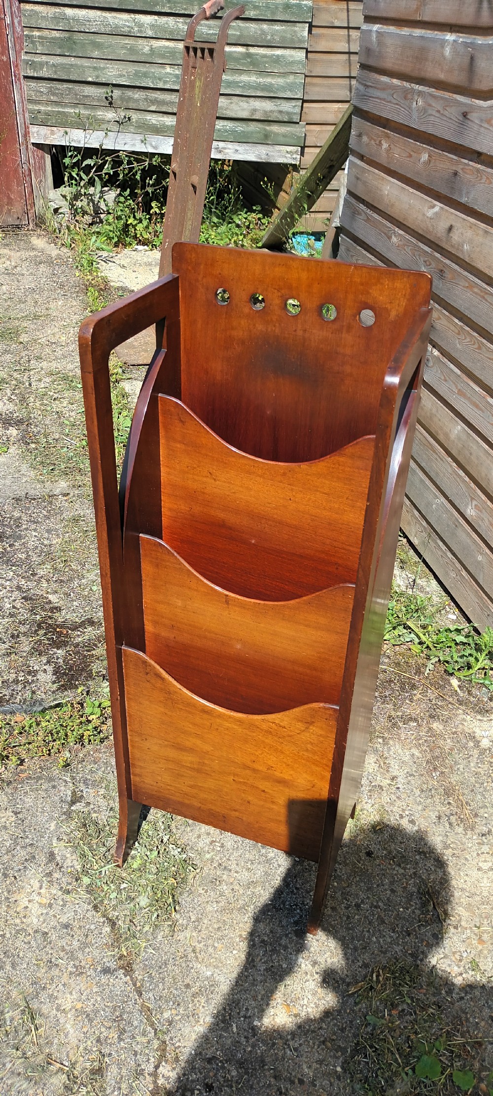 Mahogany newspaper rack magazine stand. View IV