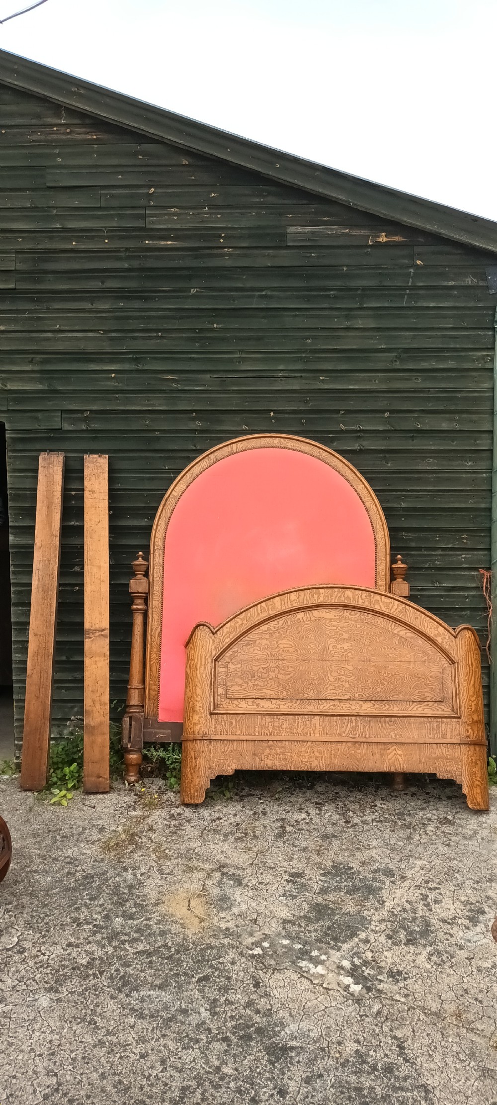 Victorian Hungarian ash double bed.