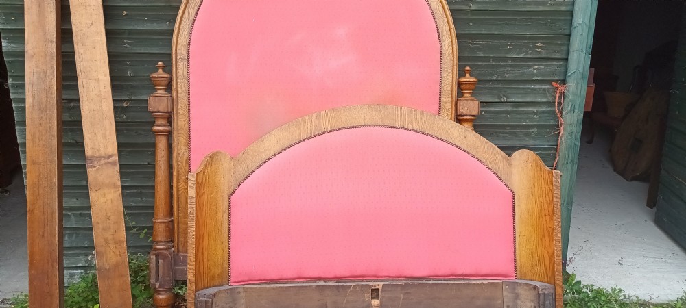 Victorian Hungarian ash double bed. View VIII