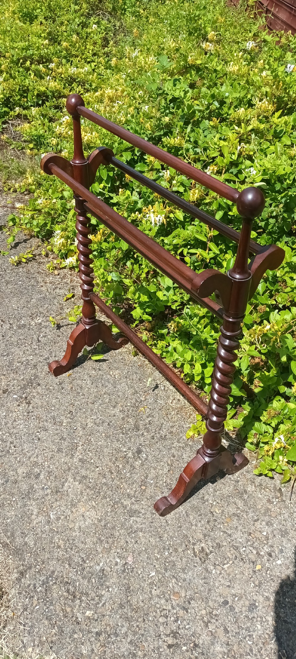 Victorian mahogany towel rail. View II