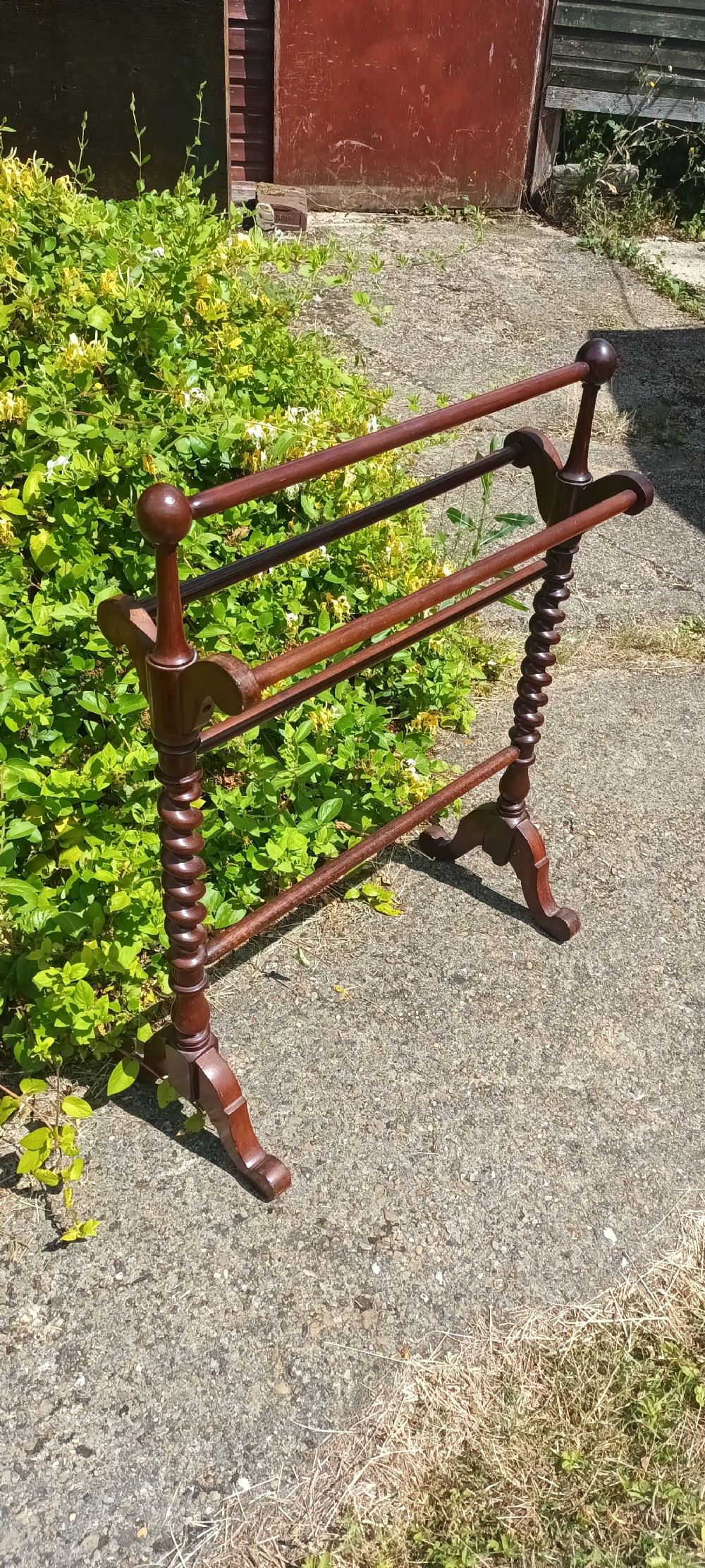 Victorian mahogany towel rail. View III