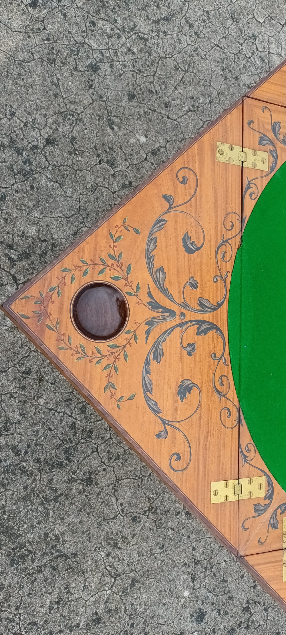 Good quality large decorated satinwood games table.  View IV
