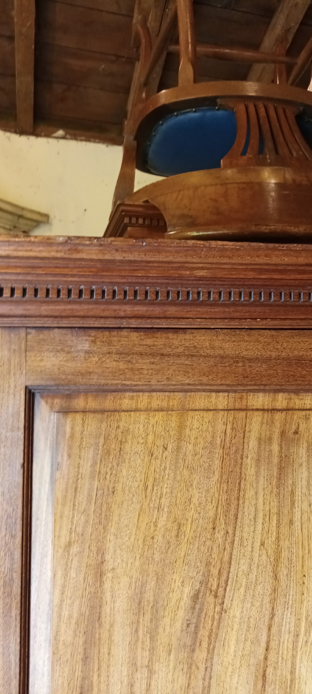 Late Georgian mahogany housekeepers linen press cupboard . View III