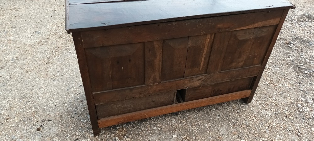 18th century panelled oak blanket chest.  View IV