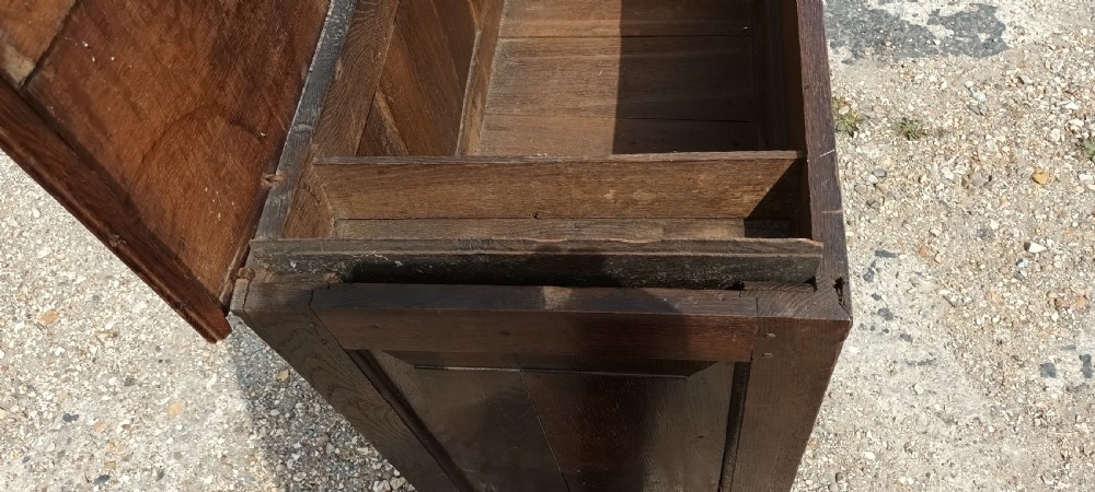 18th century panelled oak blanket chest.  View VII