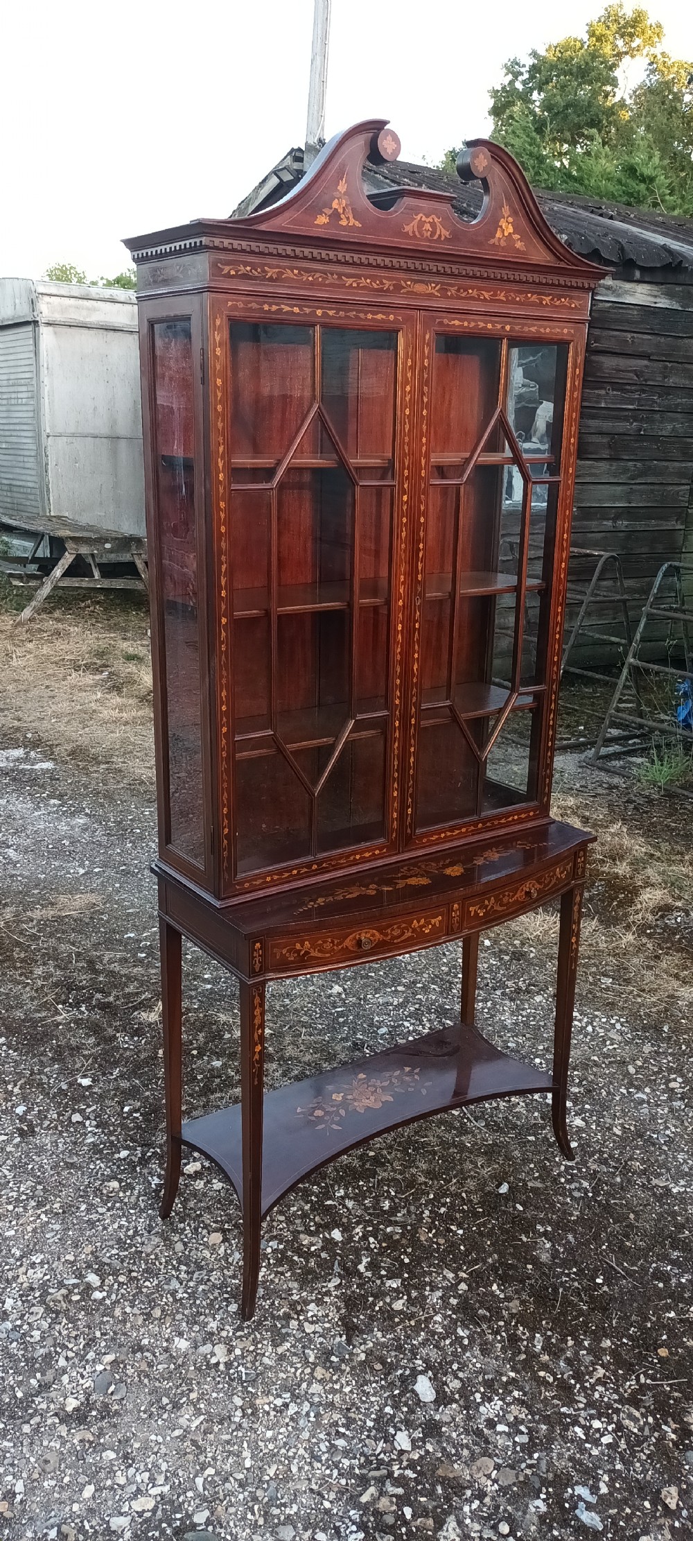 Elegant inlaid mahogany Edwardian display cabinet.  View IV